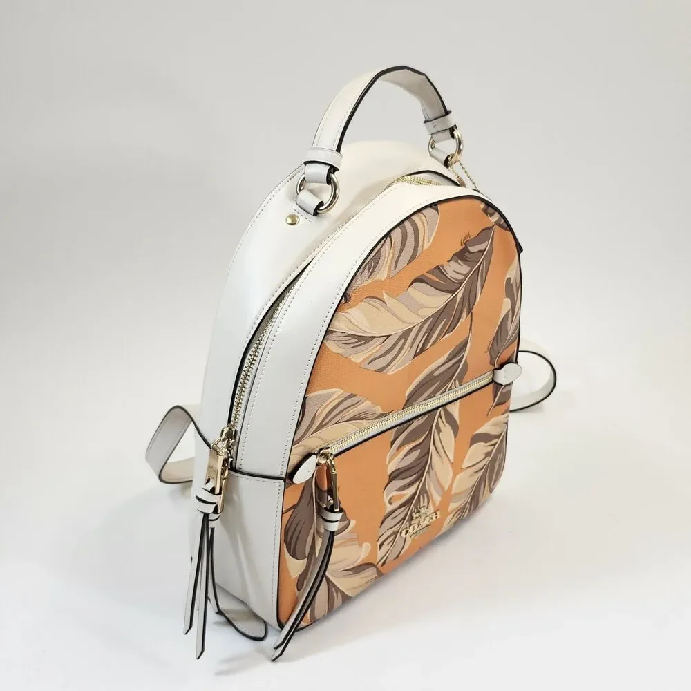 Coach 3962 Jordyn Backpack Banana Leaves Redwood Sunbeam Multi Orange Bag Purse